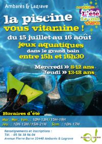 La piscine vous vitamine !. Du 15 juillet au 16 août 2013 à Ambarès et Lagrave. Gironde. 